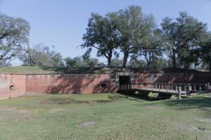 Photograph 1. View of Fort Jackson Sallyport and Moat, facing East. (FEMA, 2012)