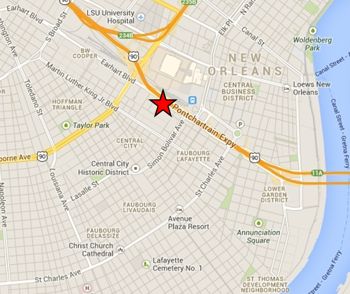 Map showing the location of the Union Bethel AME Church (from Google maps 2013) in New Orleans.