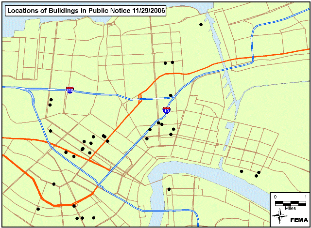 Location of Properties Proposed for Demolition that are Not Eligible for the National Register