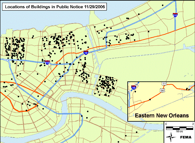 Location of Properties Proposed for Demolition that are Not Eligible for the National Register