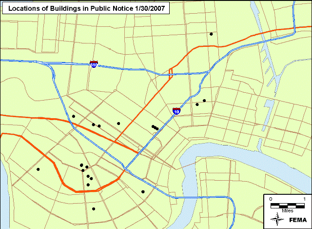 Location of Buildings Not Eligible for the National Register