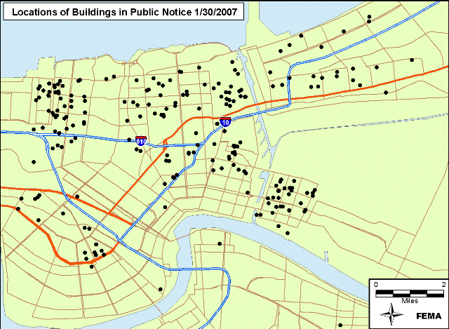 Location of Buildings Not Eligible for the National Register