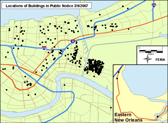 Location of Buildings Ineligible for the National Register of Historic Places.
