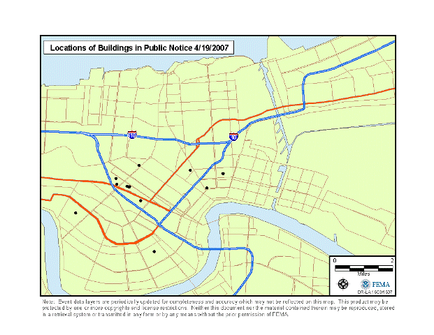 Location of properties eligible for the National Register of Historic Places.
