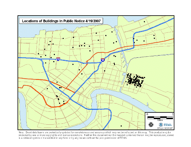 Location of properties not eligible for the National Register of Historic Places.
