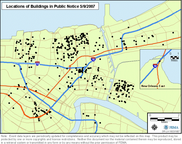 Location of properties proposed for demolition that are seeking public comment on possible historic significance for potential inclusion in the National Register of Historic Places.