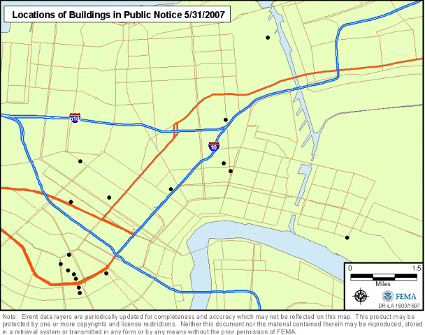 Location of properties eligible for the National Register of Historic 

Places.