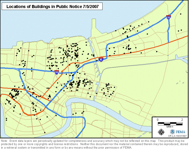 Location of properties proposed for demolition that are seeking public 

comment on possible historic significance for potential inclusion in the National 

Register of Historic Places.