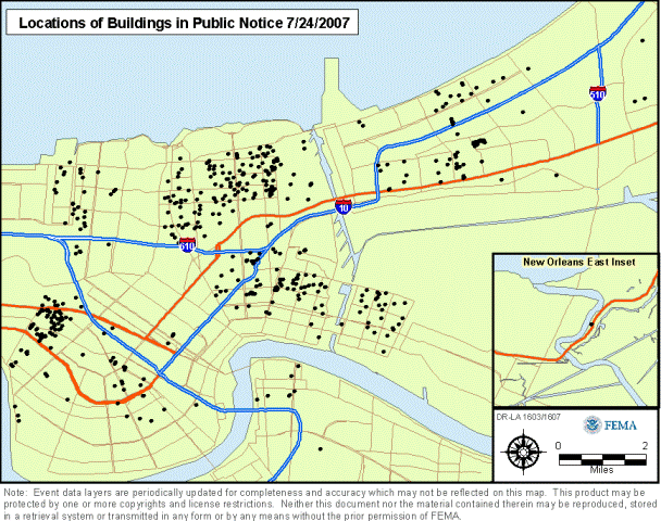 Location of properties not eligible for the National Register of Historic 

Places.