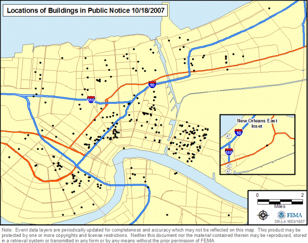 Location of Properties Proposed for Demolition that are eligible for the National Register