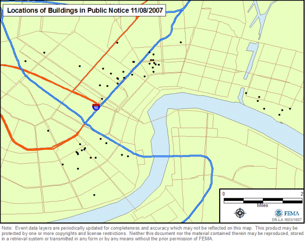 Location of Properties Proposed for Demolition that are eligible for the National Register
