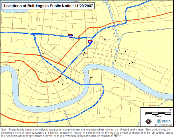 Location of Properties Proposed for Demolition that are Collapsed