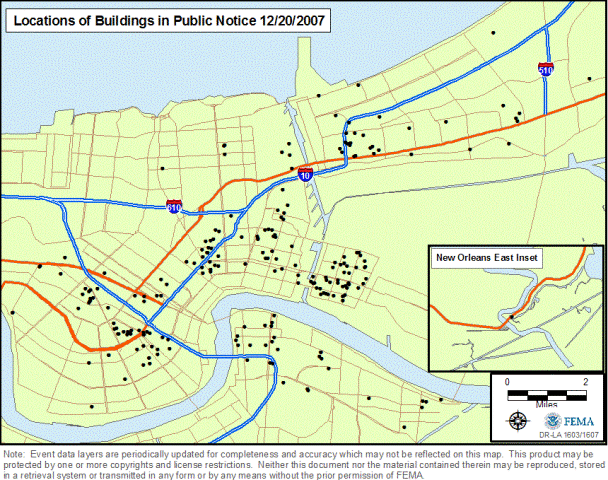 Location of Properties Proposed for Demolition that are not eligible for the National Register