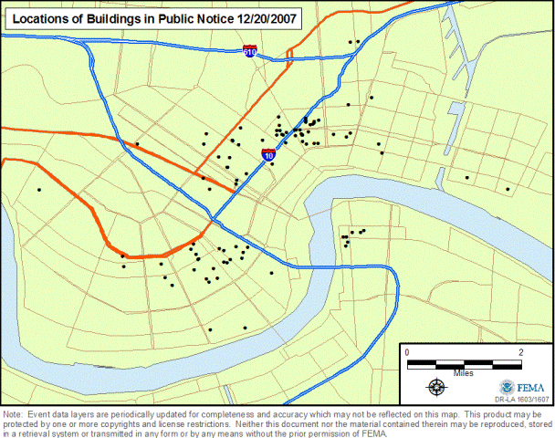 Location of Properties Proposed for Demolition that are eligible for the National Register