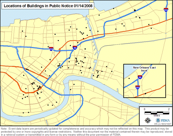Location of Properties Proposed for Demolition 
Seeking Public Comment on Historical Significance