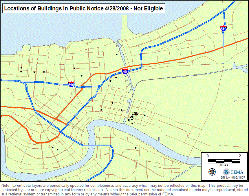 Location of Properties Proposed for Demolition that are Not Eligible for the National Register