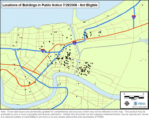Location of Properties Proposed for 

Demolition that are Not Eligible for the National Register