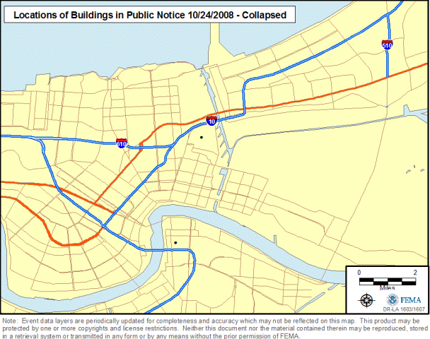 Location of Properties Proposed for Demolition that are Collapsed