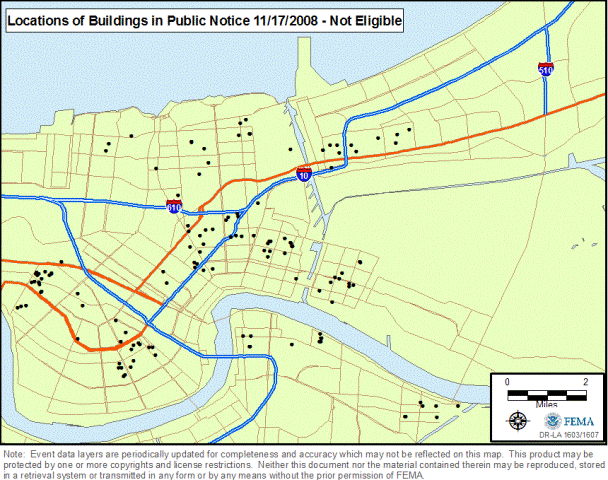 Location of Properties Proposed for Demolition that are Not Eligible for the National Register
